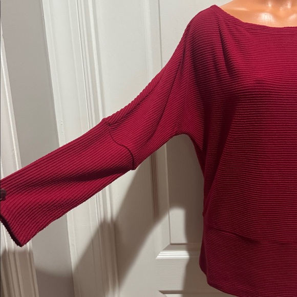 WHBM Red Boat Neck Tunic Sweater Ribbed Knit Dolman Sleeves M Medium $89 EUC KL - Picture 7 of 15